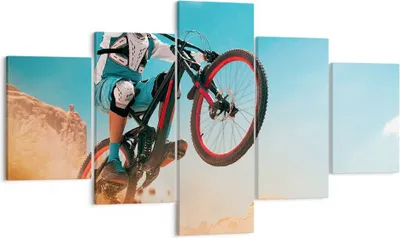 Produktbild von Bild auf Leinwand - Leinwandbild - Fahrrad Sport Helm - 125x70cm - Wand Bild - Wanddeko - Leinwanddruck - Bilder - Kunstdruck - Wanddekoration - Leinwand bilder - Wandkunst - EA125x70-4098