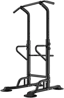 Produktbild von Power Tower Kraftstation Klimmzugstange Dip Station Höhe Verstellbar Schlingentraining Bauchtrainer Rückentrainer Für Anfänger (Schwarz)