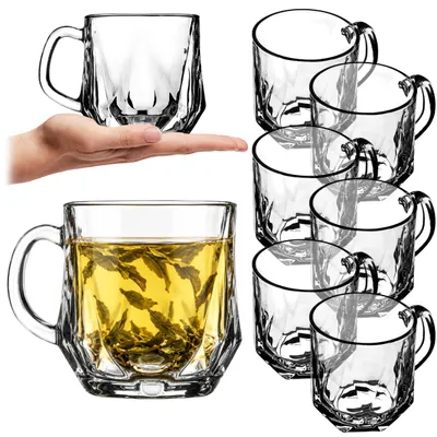 Obrázek produktu pro Sklenice na čaj KADAX "Tani", sklo s uchem, sklenice na džus, čaj, kávu, 300 ml, 6 kusů