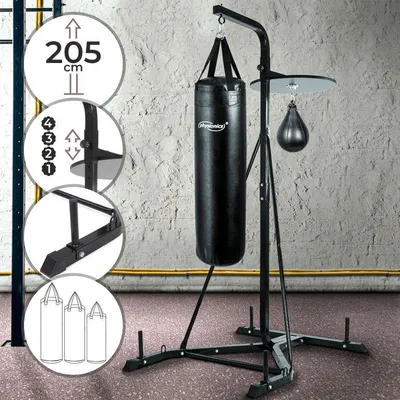 Zdjęcie produktu dla PHYSIONIC Stojak na worek bokserski 2w1,z hakiem na ciężarki