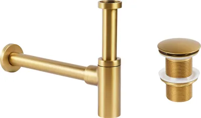 Produktbild von BELIANI Waschtisch-Flaschenverschluss mit Klick-Klack-Abfallgarnitur Gold Messing und Edelstahl für das Waschbecken im Bad