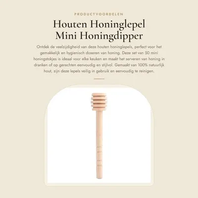Produktbild von 50 Honiglöffel – Holzene Honiglöffel – Nachhaltig – Sicher – Leicht zu reinigen – Einzigartiges Design mit tiefen Rillen – Honigliebesel