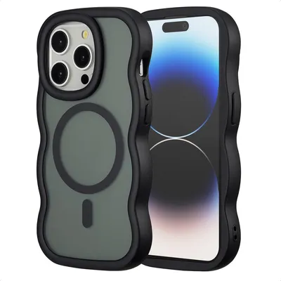 Image de Selencia Wavy Backcover avec MagSafe pour Apple iPhone 14 Pro - Noir