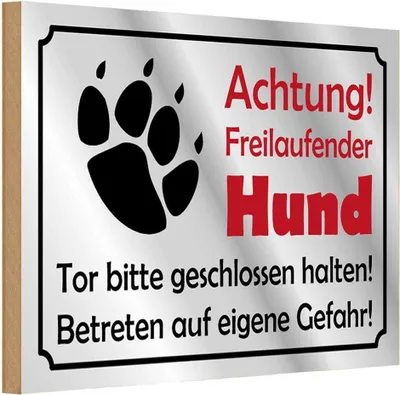 Produktbild von vianmo Holzschild 12x18 cm Achtung Freilaufender Hund Gefahr