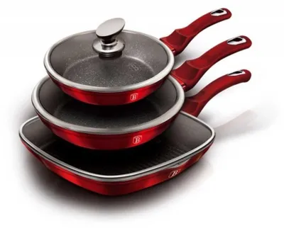 Obrázok produktu pre 6-dielna sada panvíc s mramorovým povrchom a pokrievkou METALLIC LINE BURGUNDY EDITION 190