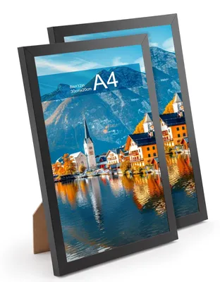 Productafbeelding van Fotolijsten - Set van 2 voor A4-foto's - Geschikt om op te hangen en neer te zetten - Zwart