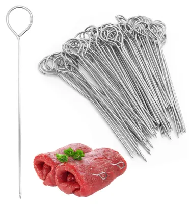 Produktbild von Rouladennadeln - 90 Stück aus rostfreiem Edelstahl - für Rouladen und Fingerfood - 14,5 cm Silber