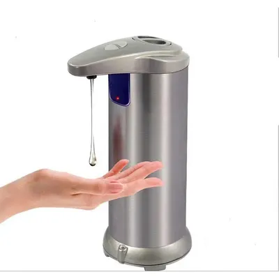 Produktbild von Seifenspender, Automatischer Sensor-Seifenspender aus Edelstahl, Einstellbare Seifenspendermenge, Abdichtung, Für Bäder, Küchen, 250ml