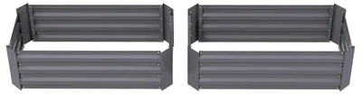 Produktbild von 2er Set Hochbeet - Rechteck Pflanzkasten - 100 x 50 x 30 cm - Wellstahl Metall - Für Garten - Grau