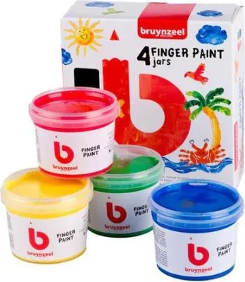 Produktbild von Bruynzeel Fingerfarben Set Wasserbasis 4 Farben Kinderfarbe 85 ml