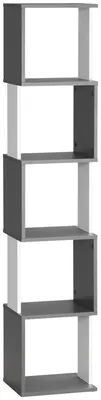 Immagine prodotto di Libreria Moderna Salvaspazio a 5 Ripiani 33x28x161 cm in Legno Grigio e Bianco