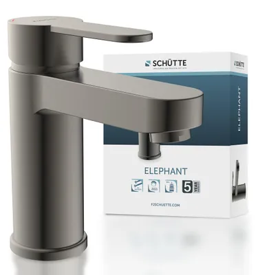 Produktbild von SCHÜTTE Waschtischarmatur ELEPHANT mit Ablaufgarnitur, Wasserhahn Bad mit Pop Up, Graphit matt