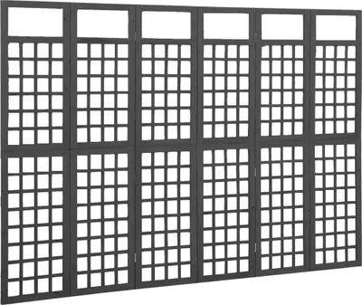 Produktbild von vidaXL Spalier/Paravent 6-teilig Massivholz Tanne Schwarz 242,5x180 cm