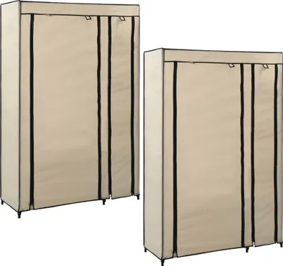 Obrázok produktu pre Skladacie šatníky 2 ks krémové 110x45x175 cm látkové