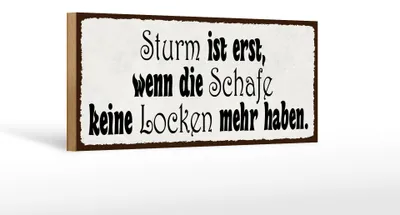 Produktbild von Holzschild Spruch 27x10cm Sturm ist erst wenn die Schafe