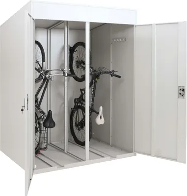 Obrázok produktu pre garáž pre 2 bicykle HWC-H66b, box na bicykle prístrešok na bicykle uzamykateľný kovový 213x158x125cm ~ svetlosivá