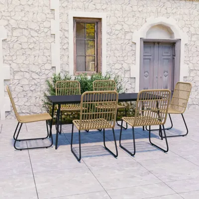 Produktbild von 7-tlg. Garten-Essgruppe Poly Rattan und Glas , Gartenmöbel-Sets Design 2024