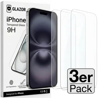 Produktbild von 3x iPhone 16 Panzerglas Panzerfolie Displayschutz Schutzglas Echt Glas Schutzfolie Display Folie 9H