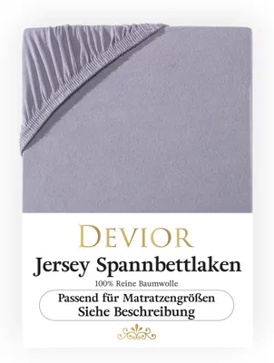 Produktbild von Devior Jersey Spannbettlaken 180x200 - 200x220 grau Bettlaken 100% Baumwolle für Boxspringbett und Wasserbett