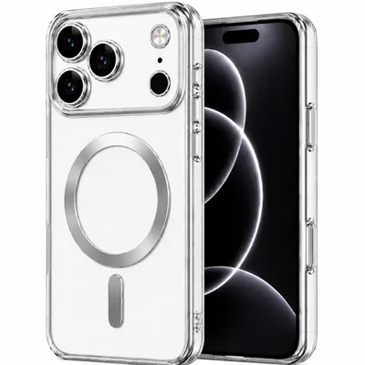Immagine prodotto di Cover magnetica per telefono cellulare adatta per Apple IPhone 17 PRO | Cover protettiva con tasca di protezione della fotocamera Custodia protettiva | compatibile con Magsafe | Silicone TPU argento