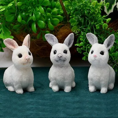 Image de Lot de 3 figurines d'œufs, cadeau pour les amateurs de lapins, artisanat en résine