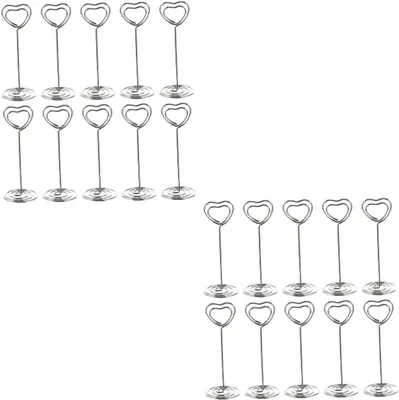 Produktbild von 40 herzförmige Kartenhalter aus Metall – runde Fotoclips für Hochzeiten und Notizen