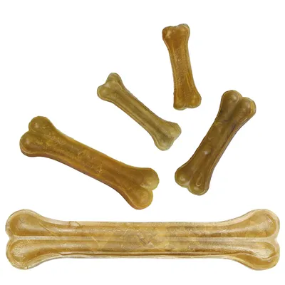 Produktbild von 300g ( 5 Stck.) a 13cm - Schecker Kauknochen - 1. Wahl - schwere Qualität sauber gepresst