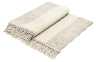 Produktbild von Biederlack Plaid mit Fransen Cover Baumwolle Design Salt & Pepper Farbe natur Größe 100 x 200