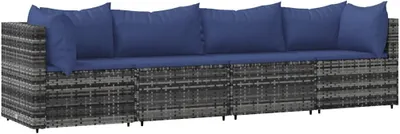 Obrázok produktu pre vidaXL 4-dielna záhradná obývacia súprava s vankúšmi Grey Poly Rattan