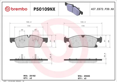 Produktbild von BREMBO Bremsbeläge Satz Vorne passend für MERCEDES-BENZ M-Klasse (W166) P50109NX