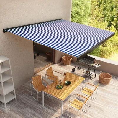 Produktbild von The Living Store Motorisierte Kassetten-Markise 350x250 cm Blau und Weiß