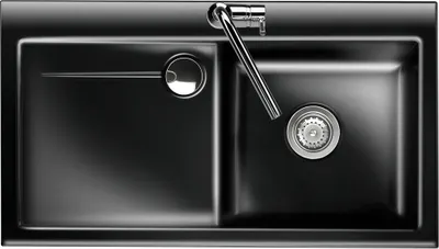 Produktbild von Flächenbündige Spüle STEMA 90 F in NERO Becken rechts mit Handbetätigung