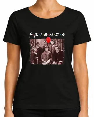 Immagine prodotto di FRIENDS Horror Halloween Slasher Masks Pennywise Jason Freddy Maglietta da donna, nero, M