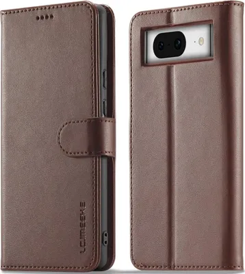 Produktbild von Google Pixel 8a Hülle - LC.IMEEKE Luxus Klapphülle - Dunkelbraun