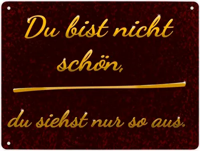 Produktbild von Metallschild XL in 21x28 cm mit Spruch - Du bist nicht schön, du siehst nur so