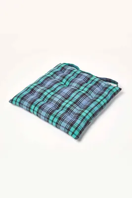 Obrázek produktu pro HOMESCAPES Sedací polštář ze 100% bavlny, 40 x 40 cm, blackwatch tartan