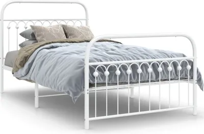 Obrázek produktu pro vidaXL Postel s čelem a nohou kovová bílá 107x203 cm