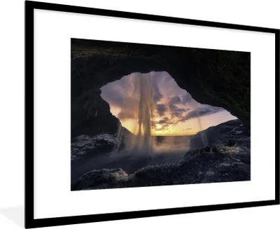 Produktbild von MuchoWow® MuchoWow® Gerahmtes Poster Wasserfall - Himmel - Höhle 90x60 cm - Poster mit zchwarzem Bilderrahmen - Wanddekoration - Fotos