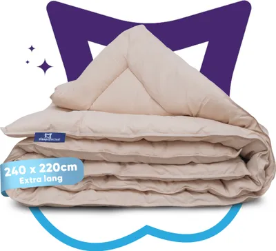Produktbild von Slaapspeciaal Bettdecke ohne Bezug 240x220 - Ganzjahresdecke extra lang [Softcell Füllung], Steppdecke mit Gelfasern für Daunengefühl - Beige