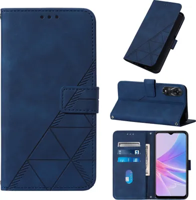 Produktbild von Hülle für Oppo A78 5G / A58 5G Prägung Flip Leder Kartenfächer Schutzhülle mit Ständer Blau