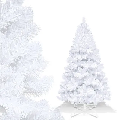Image de TolleTour 150cm Arbre de Noël artificiel Sapin avec support pour décoration de Noël réutilisable Blanc