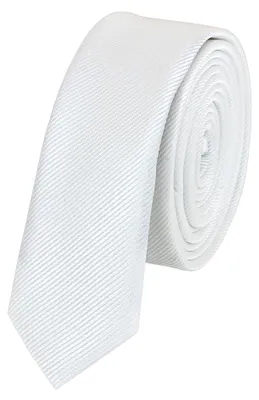 Produktbild von Fabio Farini - 1 Stück Schmale Herren Schlips - Moderne Slim Krawatten in 3cm Breite Schmal (3cm), Weiß