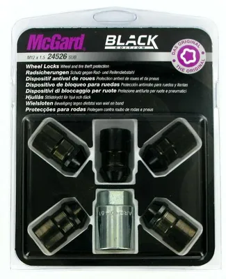 Zdjęcie produktu dla Zestaw czarnych kół zamków MCGARD Black Edition, 60 sztuk, gwint M12, klucz 19, długość 32 mm, przeznaczony do samochodów terenowych SSANGYONG Rexton / Rexton II (GAB) XLV oraz ACTYON SPORTS II