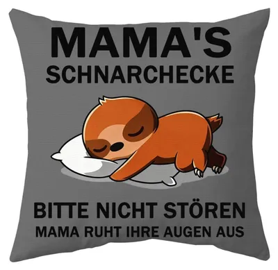 Productafbeelding van Kussensloop "Mama's snurkende luiaard", 45x45 cm, korte pool, pluche