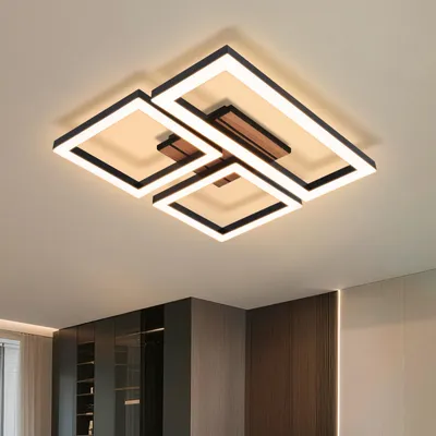 Produktbild von ZMH Deckenlampe LED Deckenleuchte 21W Küche Küchenlampe Schwarz  Schlafzimmerlampe Flurlampe 3000K Warmweiß Eckig Flur in Holzoptik Wohnzimmerlampe