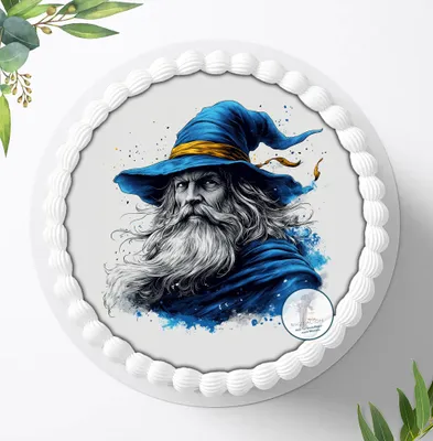Produktbild von Für die Geburtstags Torte ein Tortenaufleger, Zuckerbild mit dem Motiv: Zauberer, Essbares Foto für Torten, Fondant, Ø 20cm, 2339z