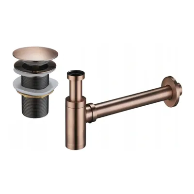 Image de Siphon de lavabo avec sortie click-clack sans trop-plein, vieux cuivre (7991050-45)