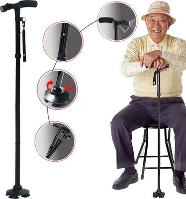 Obrázek produktu pro Ergonomická treková hůl v černé barvě s LED světlem