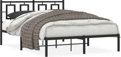 Zdjęcie produktu dla Maison Exclusive – rama łóżka z zagłówkiem, metalowa, czarna, 135 x 190 cm