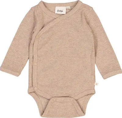 Produktbild von Feetje The Magic is in You Rippen Wickelbody - Größe 50 - Taupe Melange | Strampelanzug Langarm
